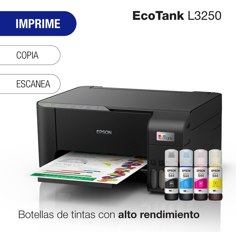 Impresora Multifuncional Epson Ecotank L3250, Wi-fi Color Negro