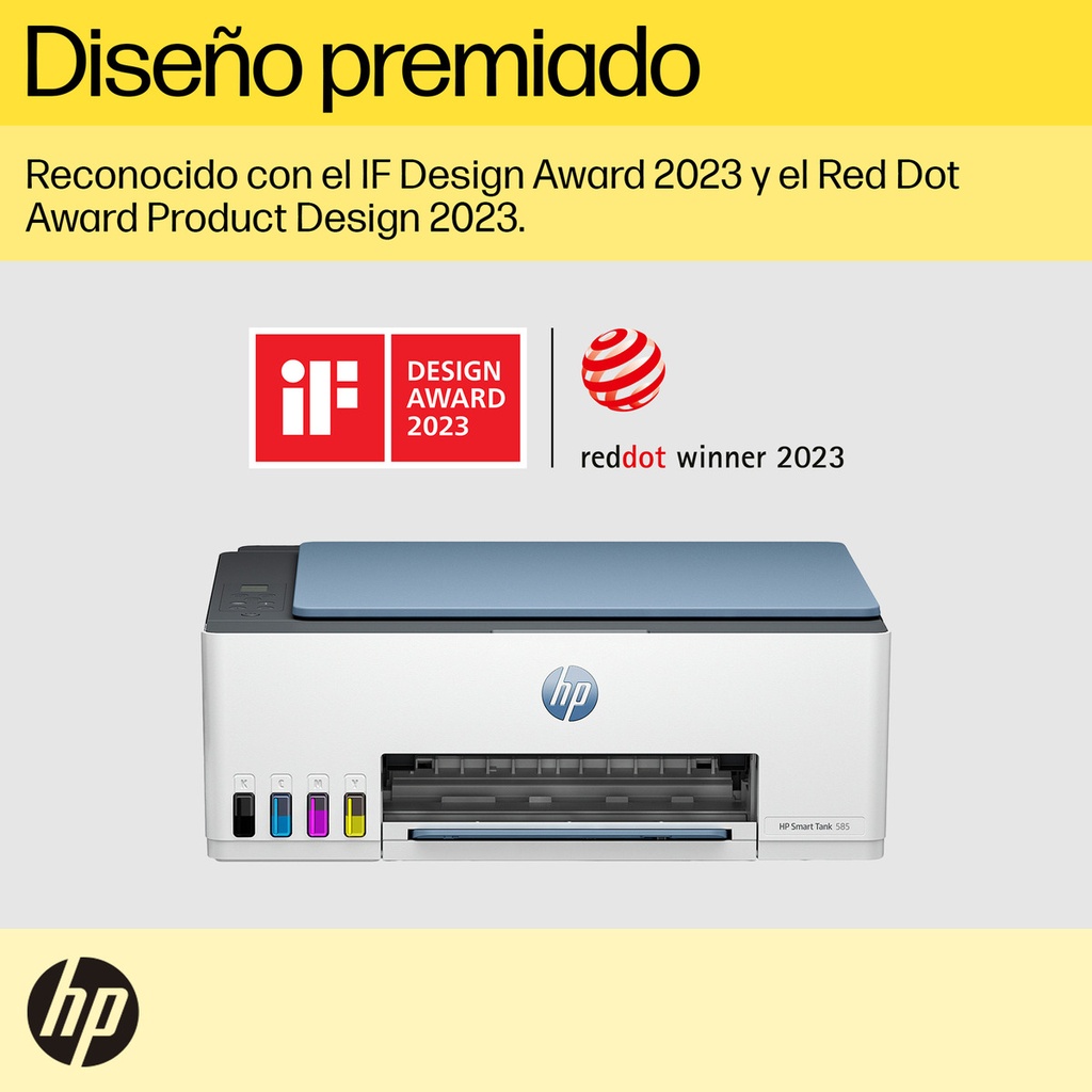 Impresora Multifuncional Hp Smart Tank 585, Tinta Continua, Color, Wi-fi, Smart App, Escaner, Copia (1f3y4a)
