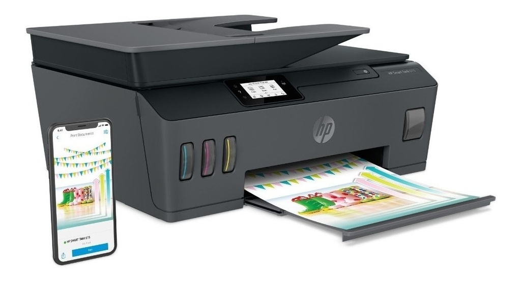 Impresora Multifuncional Hp Smart Tank 615, Tinta Continua, Color, Wi-fi, Smart App, Adf Alimentador Automático, Fax