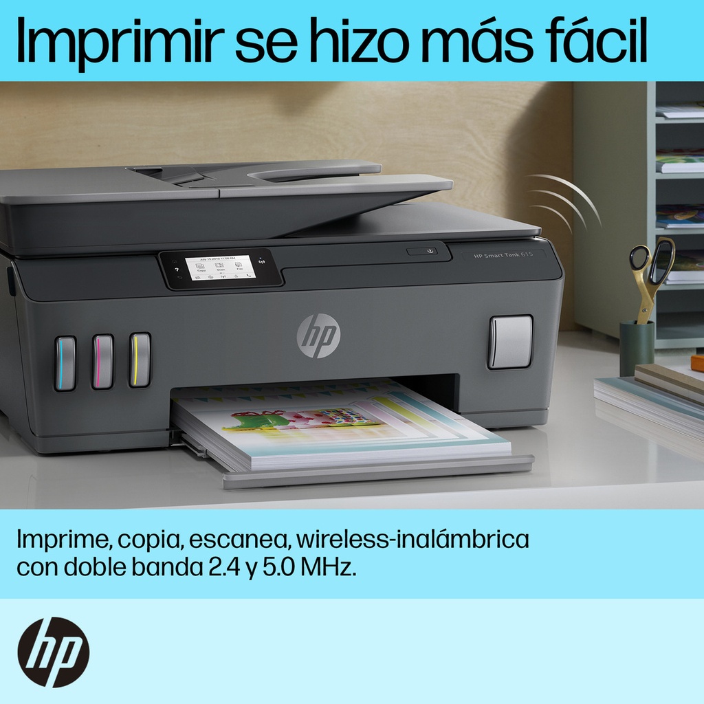 Impresora Multifuncional Hp Smart Tank 615, Tinta Continua, Color, Wi-fi, Smart App, Adf Alimentador Automático, Fax