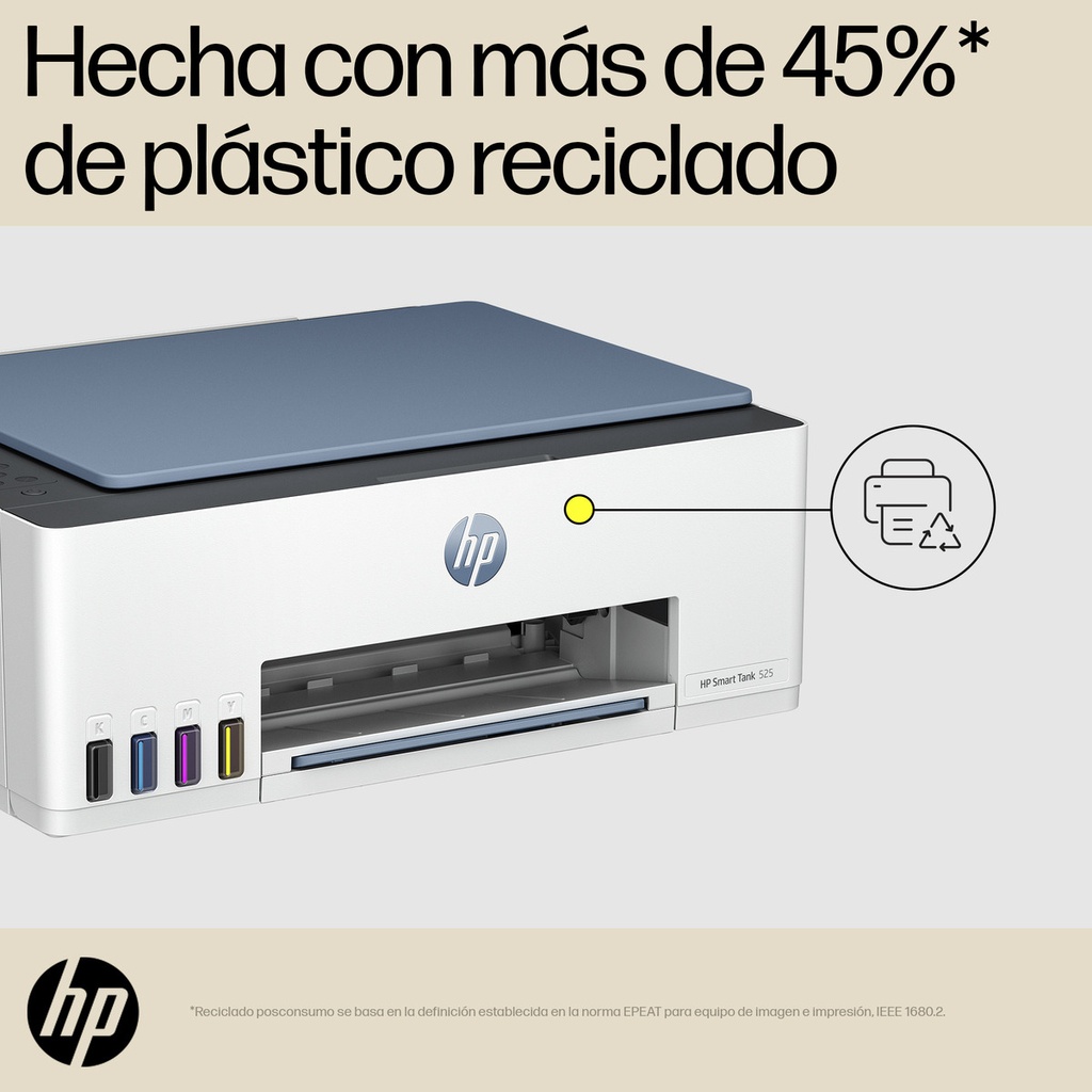 Impresora Multifuncional Hp Smart Tank 525, Tinta Continua, Color, Copia, Escaner (1f3w3a)