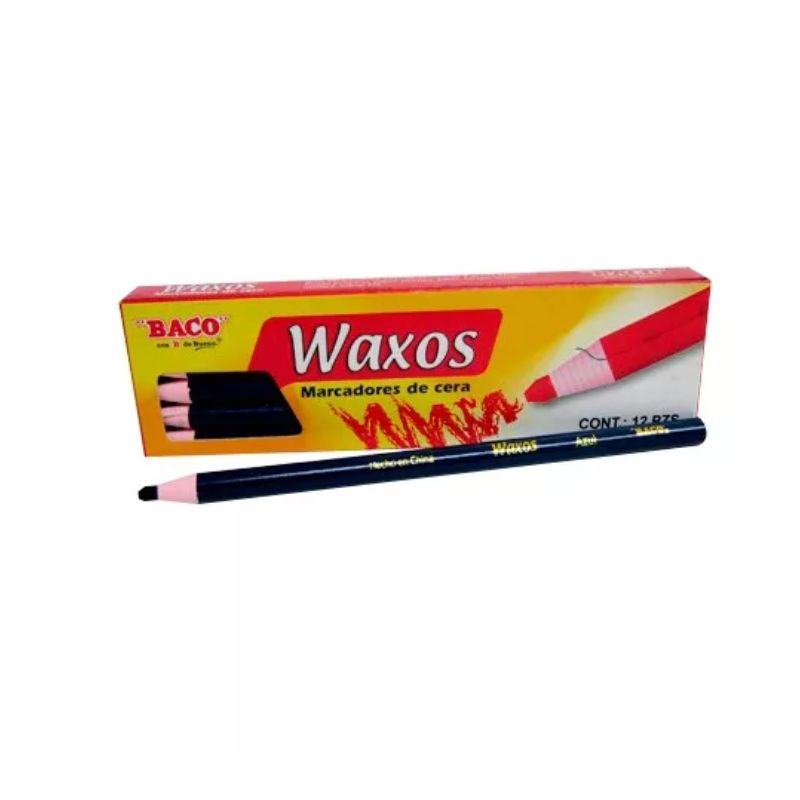 MARCADOR DE CERA BACO WAXOS AZUL CON 12 PIEZAS MR140
