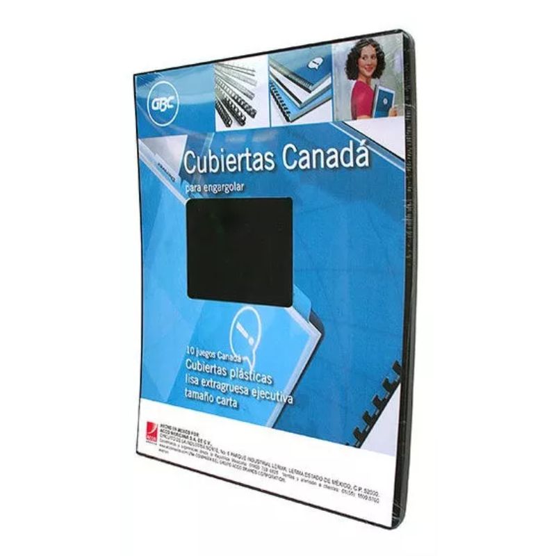 CUBIERTA GBC MX01880 CANADA EXTRA GRUESA DE 18 PUNTOS, LISA, PLASTICA, TAMAÑO  CARTA, COLOR NEGRO, PAQUETE CON 20 PZAS   7501493043343