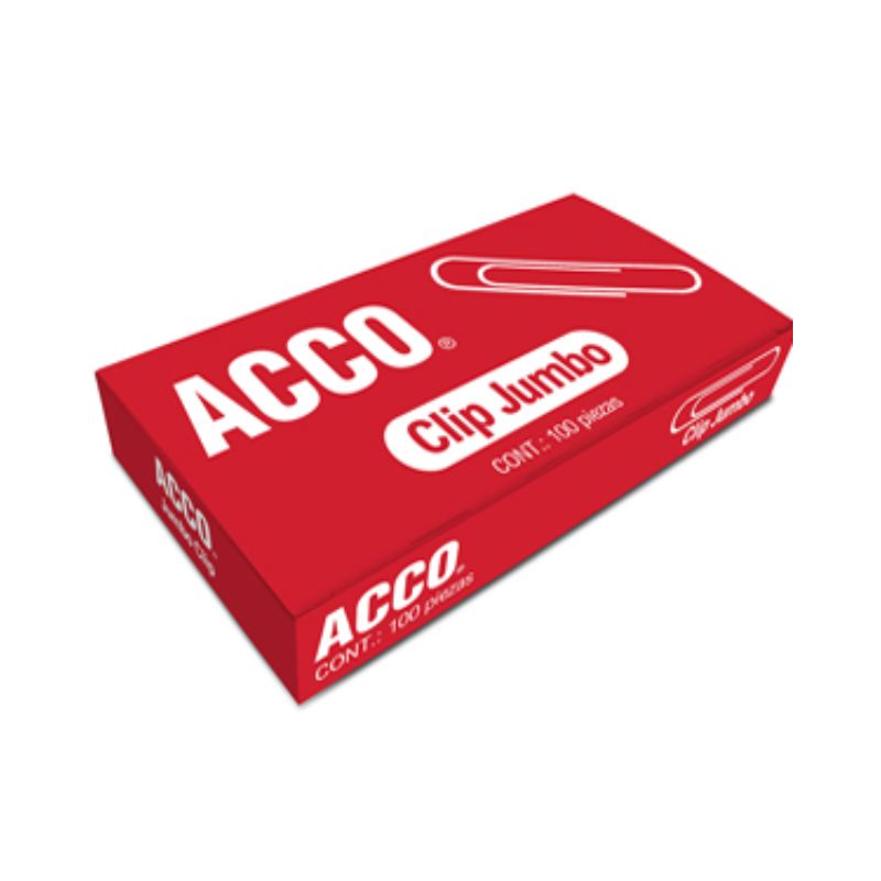 CLIP JUMBO ACCO P1700C CAPACIDAD HASTA 35 HOJAS FABRICADO CON ALAMBRE GALVANIZADO, MEDIDA: 50 MM, CAJA CON 100 PIEZAS    7501357017008