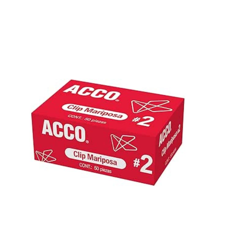 CLIP ACCO MOD MARIPOSA NO 2 CON 50 PIEZAS (MEDIANO) P1720
