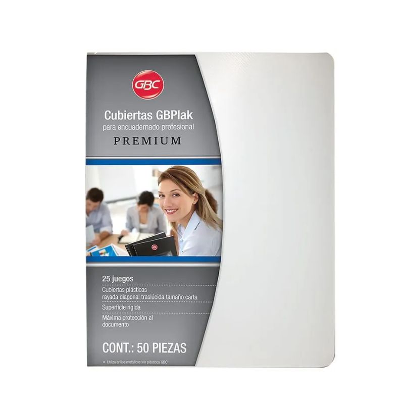 CUBIERTAS GBC P3542 PREMIUM, PARA ENCUADERNAR, PLASTICAS, RAYADA, TRANSPARENTE, T/CARTA, C/25 JGOS    P3542