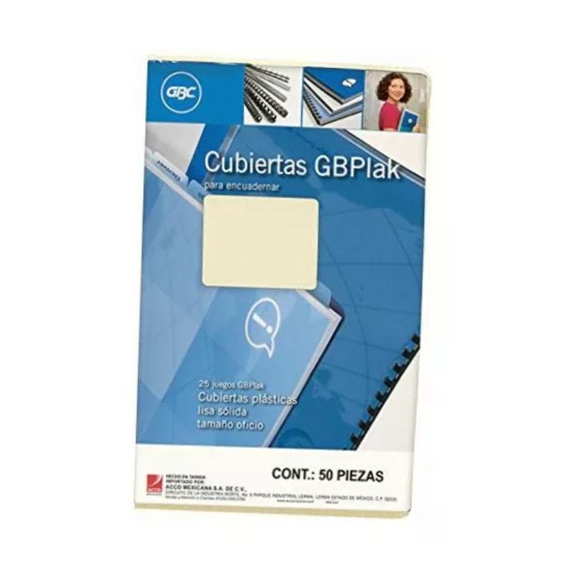 CUBIERTAS GBC P3554 GBPLAK, PARA ENCUADERNAR  PLASTICAS, TRANSPARENTE, T/OFICIO, C/50 PZAS   P3554