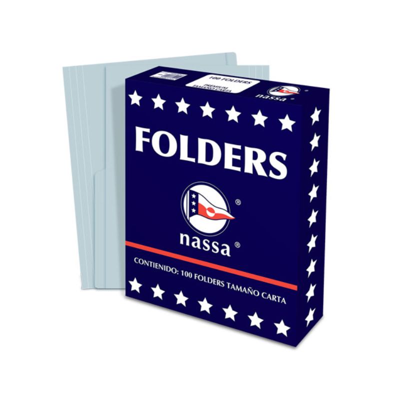 FOLDER NASSA PC1002 TAMAÑO OFICIO COLOR AZUL CIELO  CON 100PZ   PC1002