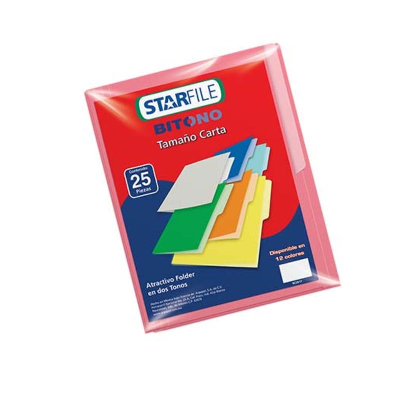 FOLDER BITONO STARFILE PH0074 T.CARTA ROSA C/25 PH0074