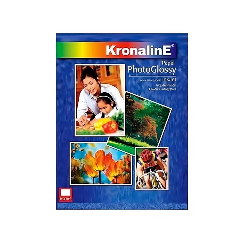 PAPEL KRONALINE PHOTO GLOSSY PARA INKJET, C/25 HJS, 100 X 150 MM  PH349