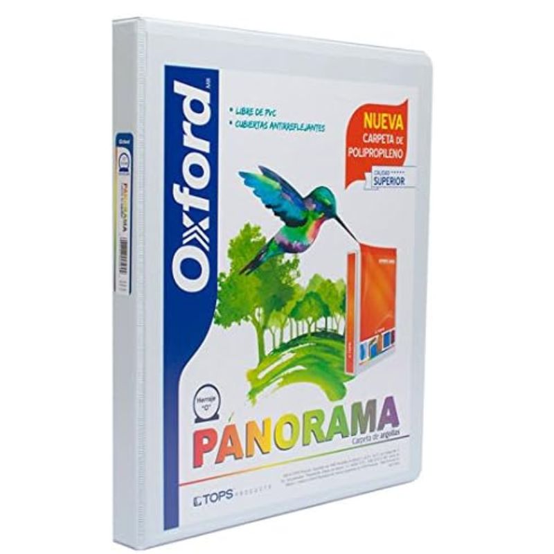 CARPETA OXFORD MOD PP01504 PANORAMA 1  1/2 PULGADAS DE VINIL BLANCA ECOLOGICA ARILLO EN O PP01504