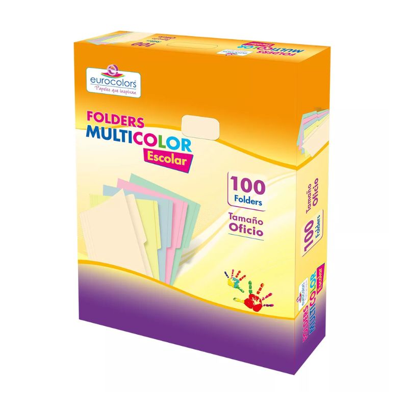 FOLDER EUROMAC PU0058 TAMAÑO OFICIO, MULTICOLOR PASTEL CREMA, C/100  PU0058