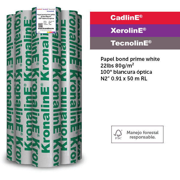 ROLLO DE PAPEL KRONALINE MOD PW450 MEDIDAS 91X50 NUCLEO 2 PW450 (REMATE)