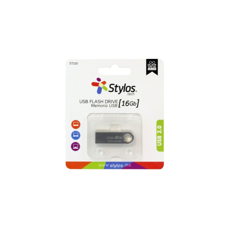 MEMORIA USB STYLOS TECH STMUSB2B 16 GB 2.0 METALICA   STMUSB2B