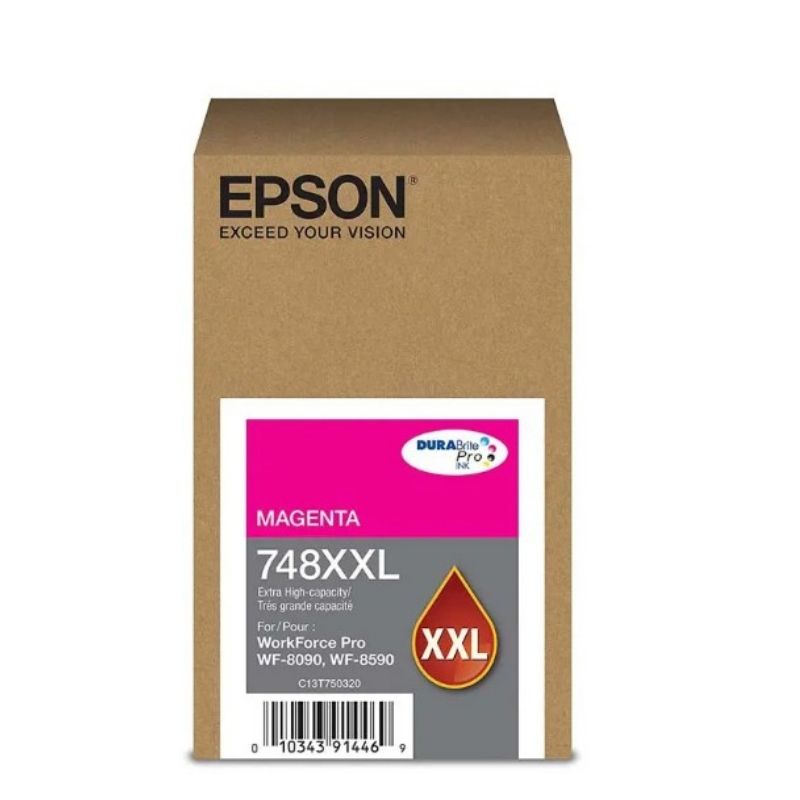 CARTUCHO EPSON MOD T748XXL320-AL, COLOR MAGENTA, PARA WF-6090, WF-6590, ALTA CAPACIDAD T748XXL320-AL