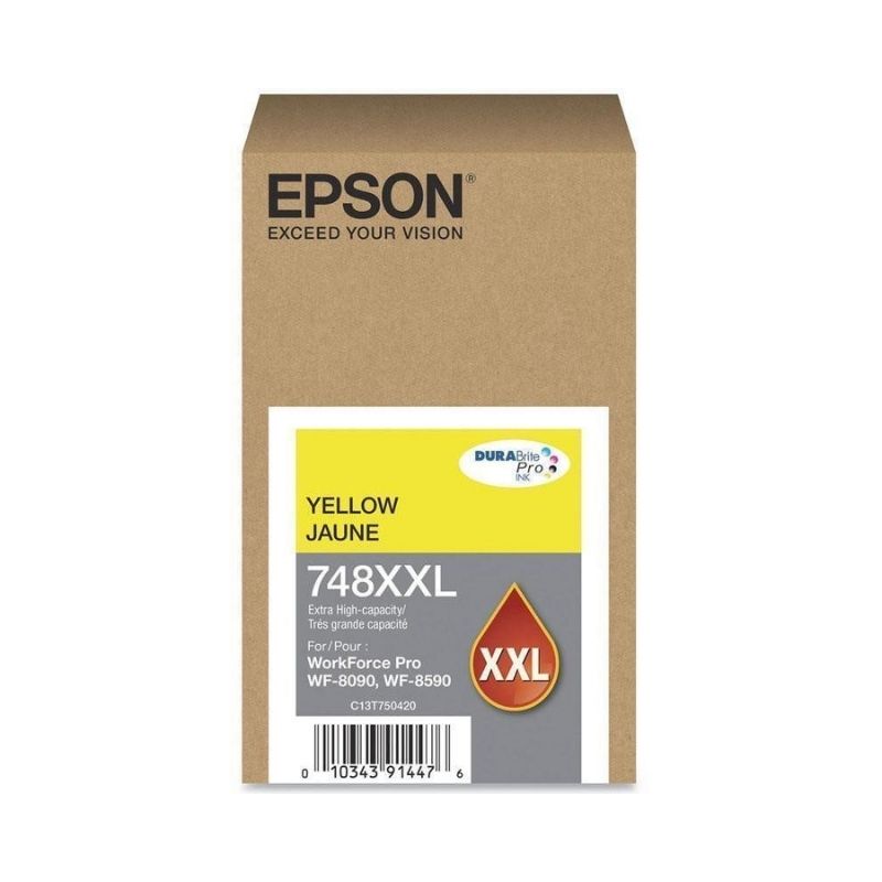 CARTUCHO EPSON MOD T748XXL420-AL, COLOR AMARILLO, PARA WF-6090, WF-6590, ALTA CAPACIDAD T748XXL420-AL