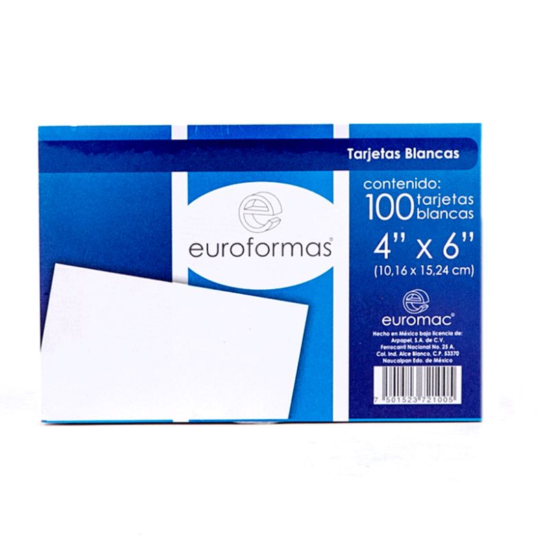 TARJETA EUROFORMAS BIBLIOGRAFICA BLANCA 4X6 C/100 TI0002