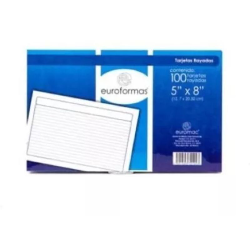 TARJETA EUROFORMAS TI0006, TRABAJO RAYADO 5X8 C/100 TARJETAS   TI0006