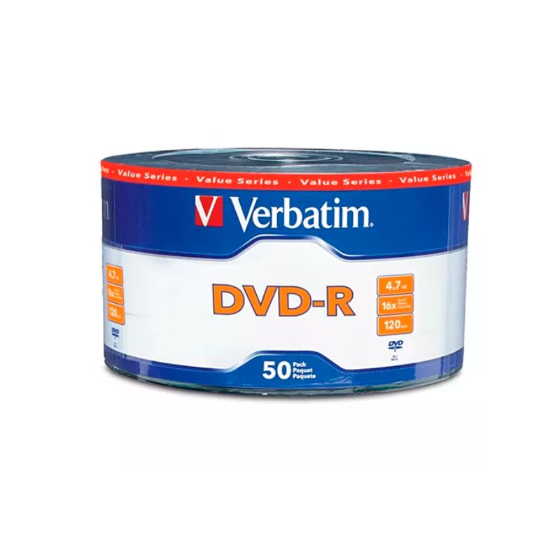 DVD DVD-R VERBATIM VB97493 CAPACIDAD 4.7GB VELOCIDAD DE TRANSFERENCIA 16X CAMPANA DE 50 PIEZAS   VB97493