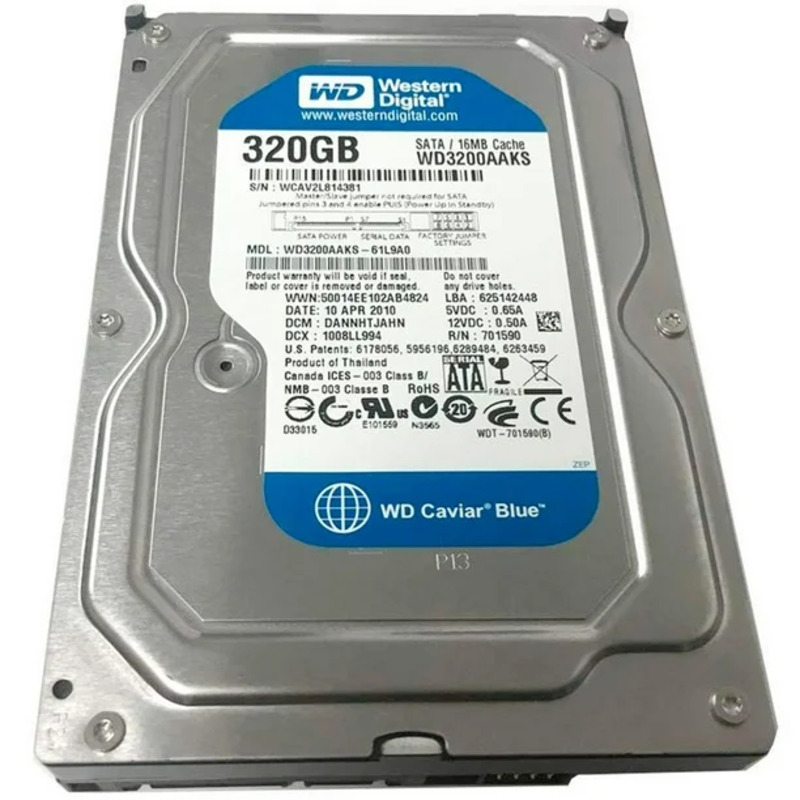 DISCO DURO INTERNO WESTERN DIGITAL MOD WD3200AAKS PARA COMPUTADORA 3.5", 320GB, 7200 RPM, 16MB CACHE, SATA 3.0GB/S  WD3200AAJS