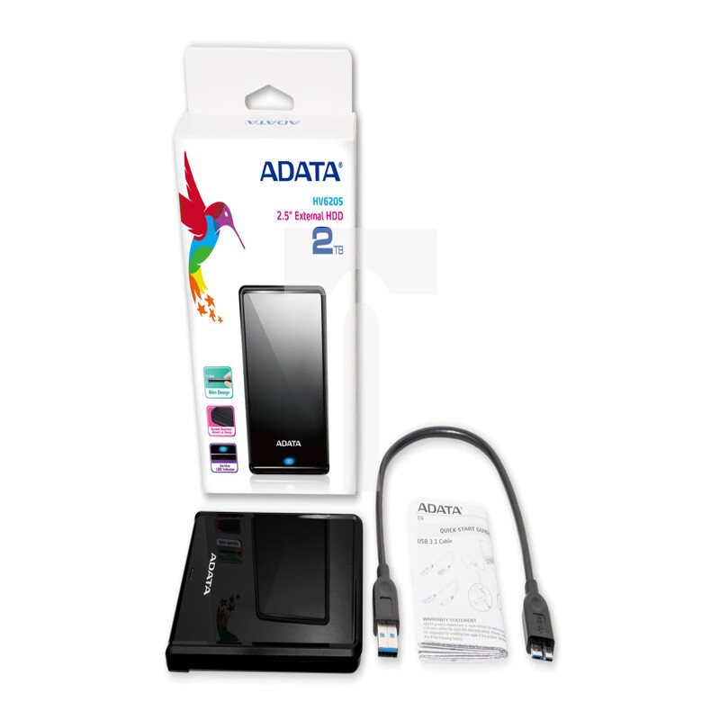 DISCO DURO EXTERNO ADATA HV620S, 2TB, USB 3.1 GEN 1, NEGRO, PORTÁTI    AHV620S-2TU31-CBK