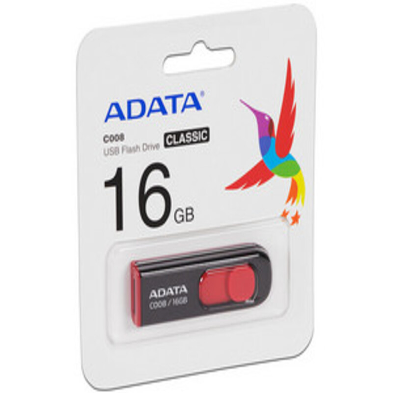 MEMORIA ADATA MOD FLASH USB, AC008, USB, 16GB, COLOR NEGRO/ROJO AC008-16G-RKD