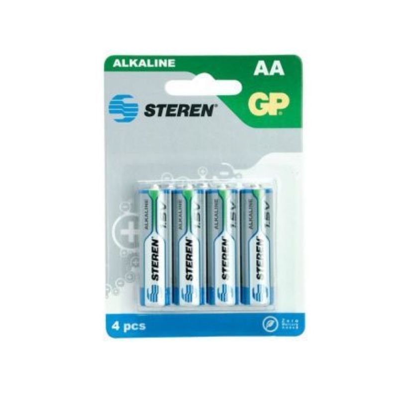 PILA ALCALINA STEREN TAMAÑO AA, DE 1,5 VOLTS, DIAMETRO DE 1,4 CM, PAQUETE DE 4 PILAS    BAT-AA4