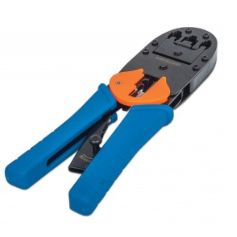 PINZA CRIMPEADORA PARA PONCHAR INTELLINET 211048, AZUL, 358 G, RJ45, RJ12 Y RJ11  211048
