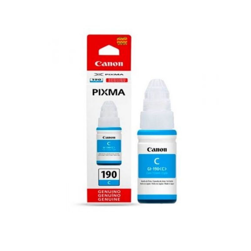 TINTA CANON MOD GI-190C, SERIES PIXMA G1100, G2100, G3100, HASTA 7,000 PAGINAS, COLOR CYAN 0668C001AB