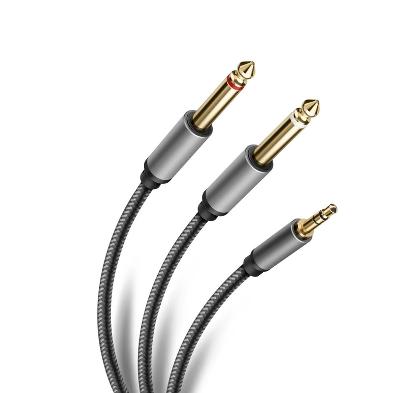CABLE AUXILIAR PLUG 3,5 MM STEREN 252-142 TRRS A 2 JACKS 3,5 MM DE 17 CM. 252-142