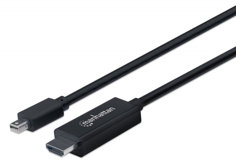 CABLE MANHATTAN CABLE MINI DISPLAY PORT MACHO A HDMI MACHO 1080P LONGITUD 1.8 M COLOR NEGRO 153232