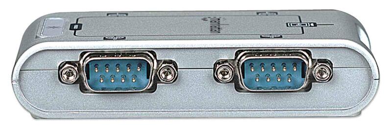 CONVERTIDOR MANHATTAN MOD 151047, USB A SERIAL DB9, 4 PUERTOS RS232, 9-PIN, MACHO/HEMBRA, COLOR PLATA 151047