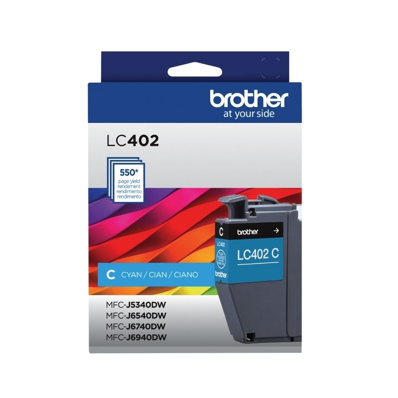 TINTA BROTHER LC402C ALTO RENDIMIENTO HASTA 550 PÁGINAS COLOR CIAN LC402CS