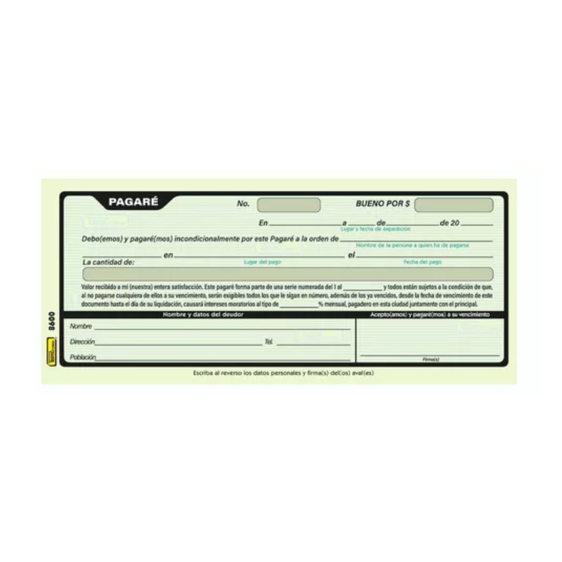 PAGARES ESTRELLA BLOCK DE 50 PAGARES 1/3 CARTA 9 X 21.5 50 HOJAS. #8600    602760000247