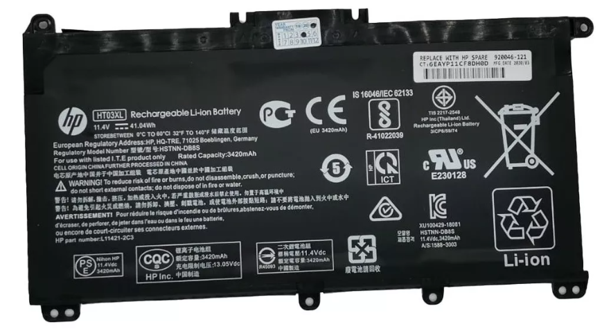 BATERIA HP HE1466-0 BATERIA ORIGINAL HP MOD. HE1466-O 11.55V, 3CEL AÑO DE GARANTIA HE1466-0