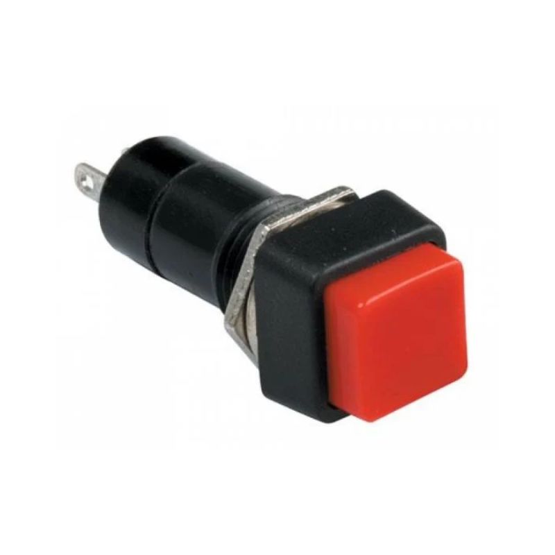 INTERRUPTOR STEREN SWITCH DE PUSH, BOTÓN CUADRADO, 125 VCA, 3 AMPERES, 2 TERMINALES, NORMALMENTE ABIERTO (NA), ENCENDIDO-APAGADO (ON-OFF), CON SEGURO, FABRICADO EN PVC COLOR ROJO     AU-106 