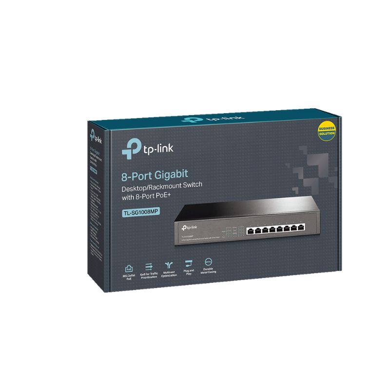 SWITCH TP-LINK TL-SG1008MP, GIGABIT DE 8 PTOS POE DE 124W PARA ESCRITORIO, MONTAJE RACK 13IN, CAJA DE ACERO   TL-SG1008MP 