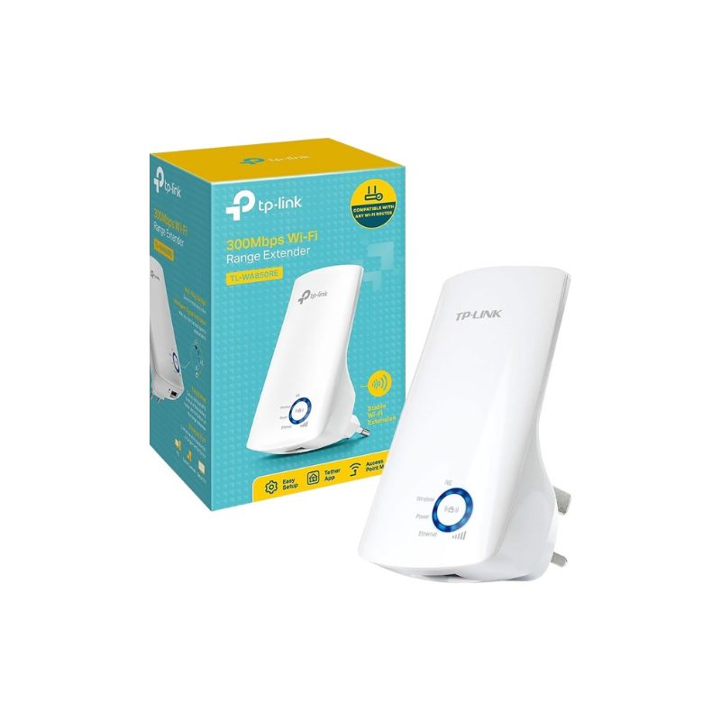 REPETIDOR TP-LINK TL-WA850RE, EXTENSOR DE RANGO INALAMBRICO 300MBPS 1 RJ45 10 100 MBPS PLUG AND PLAY SIN CABLES    TL-WA850RE