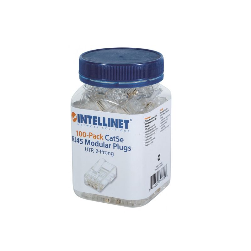 CONECTOR INTELLINET 790055 DE PLUG RJ45 - CAT5 COLOR TRANSPARENTE BOTE CON 100 PZAS    790055