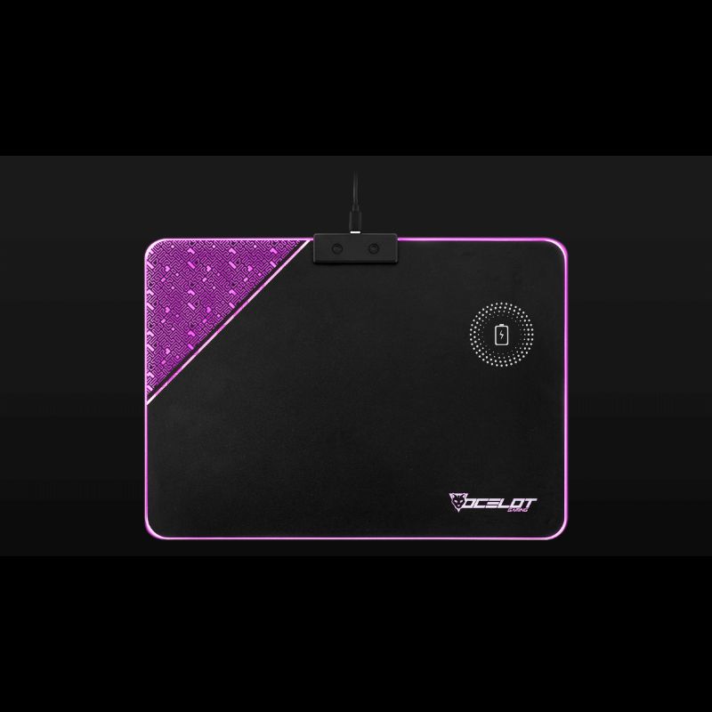MOUSE PAD OCELOT RIGIDO TIPO RGB, CARGA INALAMBRICA PARA SMARTPHONES, CONEXIN MEDIANTE USB PLUG AND PLAY    OMPR01