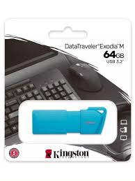 MEMORIA KINGSTON DATATRAVELER EXODIA M, 64GB 3.2 GEN 1 TURQUESA NEON KC-U2L64-7LB