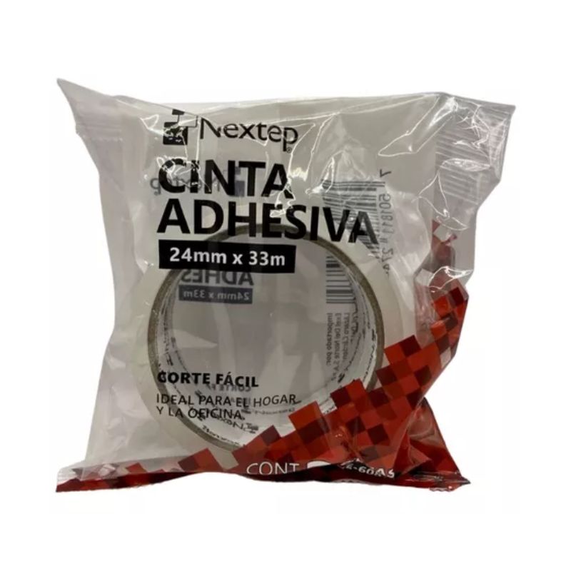 CINTA ADHESIVA NEXTEP CORTE FACIL 24MM X 33MTS BOLSA C/2 PIEZAS    NE-608T
