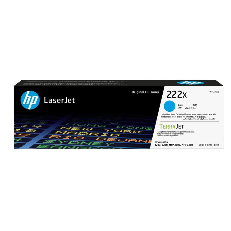 TONER HP LASERJET 222X DE ALTO RENDIMIENTO, CIAN 
    W2221X