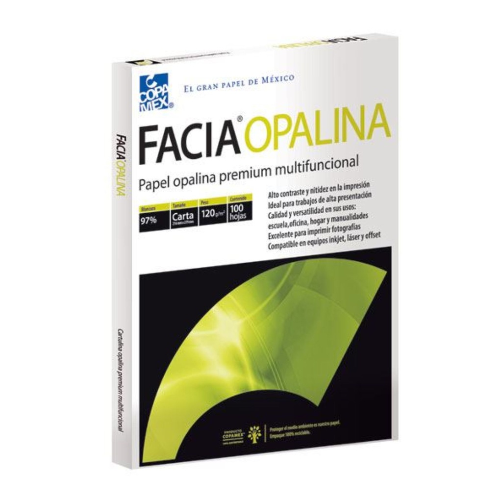 PAPEL OPALINA COPAMEX BLANCA, CARTA BLANCURA 97%, 120GR   A6007120011A0FC 