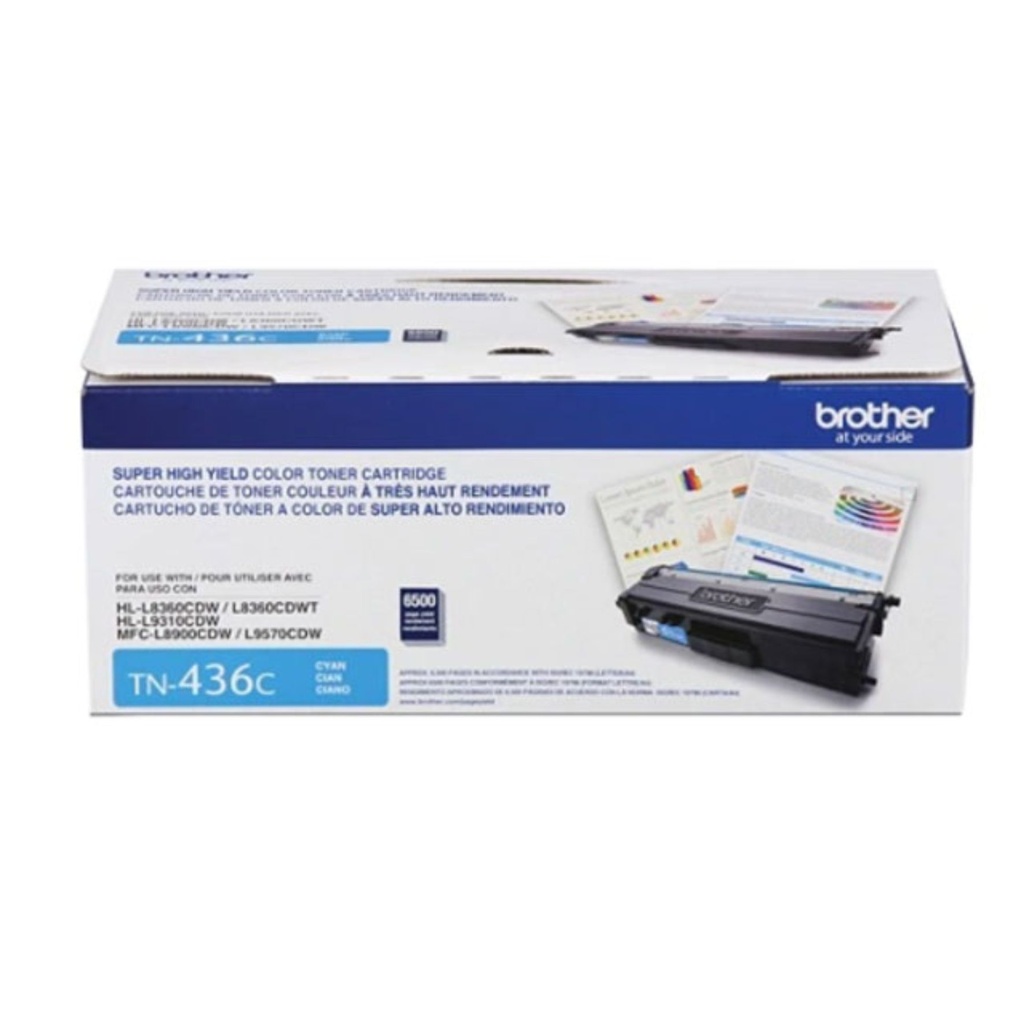 TONER BROTHER VALOR TN436C CIAN, RENDIMIENTO APROXIMADO 6,500 PÁGINAS, COMPATIBLE CON MFCL8900CDW, MFCL9570CDW, HLL9310CDW     TN436C