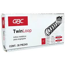 ARILLO METALICO GBC TWIN LOOP COLOR NEGRO DE7/16 PULGADAS, CAJA CON 20 PIEZAS, P7232