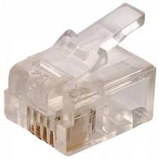 PLUG TELEFÓNICO MODULAR RJ11 DE 4 CONTACTOS PARA CABLE REDONDO CON 100 PZAS MARCA STEREN- MOD: 300-164
