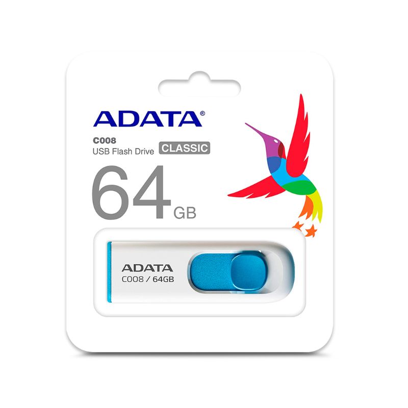 MEMORIA USB ADATA C008 16GB 2.0 COLOR BLANCO-AZUL    AC008-16G-RWE 