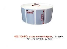 ETIQUETA RIBETEC 2X1" 51x25MM, TERMICA, CAJA CON 6 ROLLOS DE 1000 PZAS C/U, ET51X25MM 