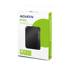 GABINETE EXTERNO ADATA EC600 PARA SSD Y DISCOS DUROS 2.5 PULGADAS (7MM Y 9.5MM), INTERFAZ INTERNA SATA,  VIA USB 3.2 GEN2 (10 GBPS). EC600-BCBK, NEGRO
